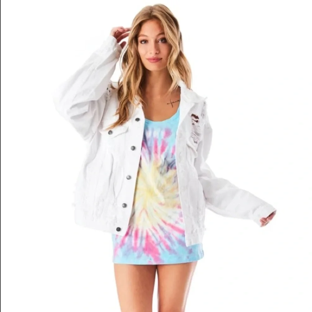 Carmar denim Audrey distressed white jean jacket